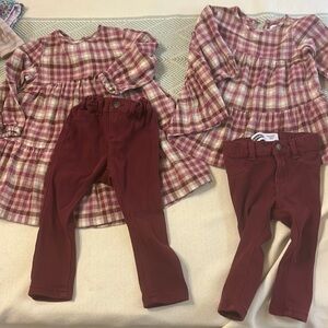 Fall Zara dresses with matching maroon old navy ballerina jeggings two sets